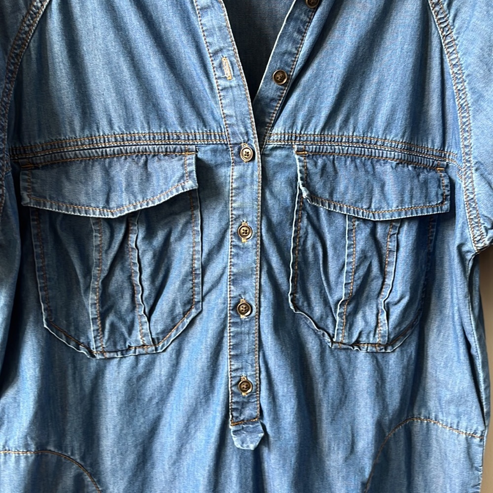 Banana Republic Chambray Denim 3/4 Sleeve Collared Dress Size Small - Picture 2 of 12
